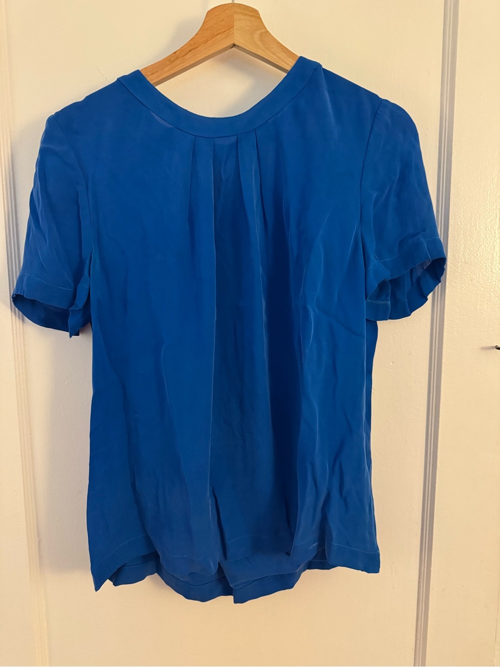 Blue Silk Women’s Short Sleeve Blouse
